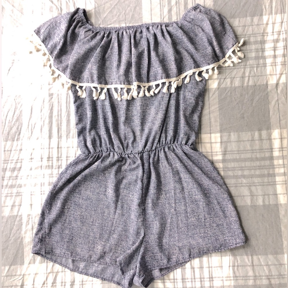 Light navy off the shoulder romper